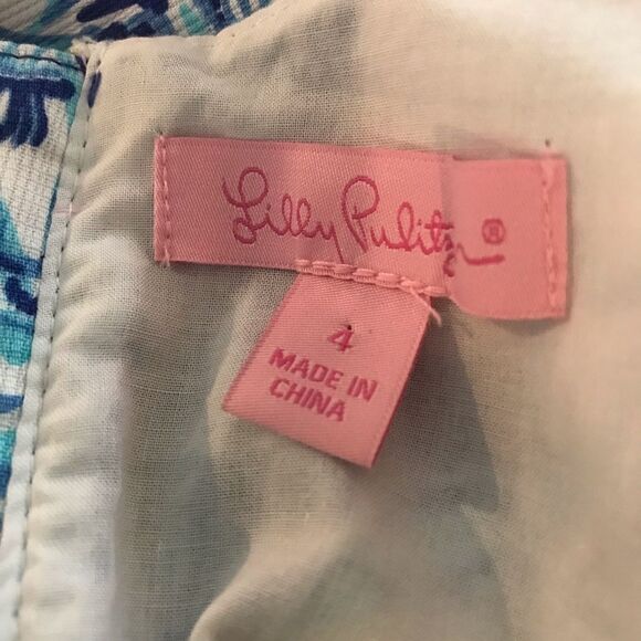 Lilly Pulitzer Cathy Shift Dress Women's Size 4 Bomber Blue Get Trunky - Picture 11 of 15